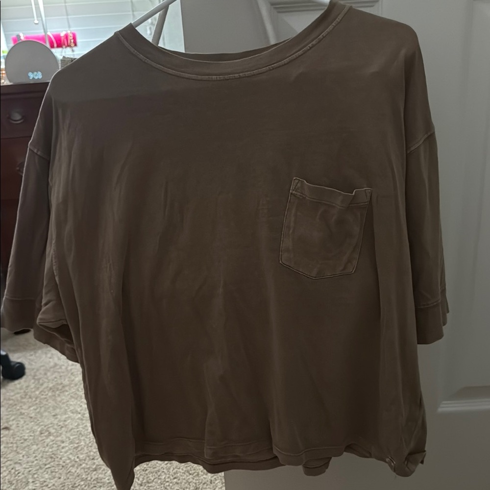Free People Green Oversized Boxy Tee